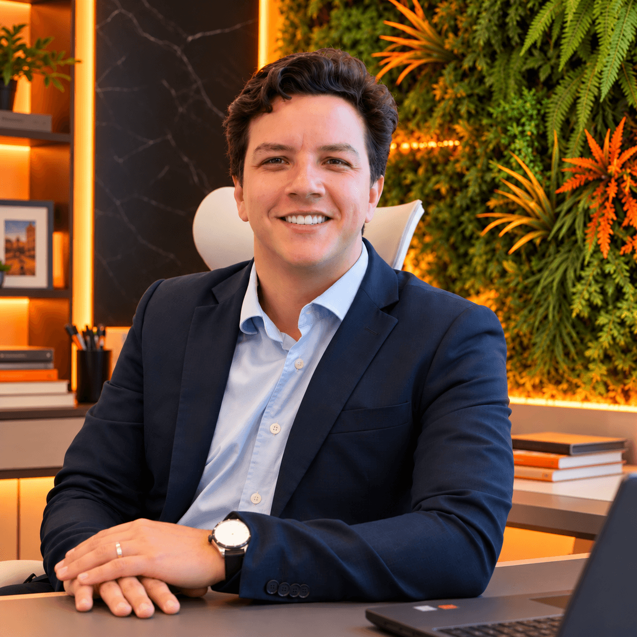 Fabio, da VX Consultoria, em seu escritório